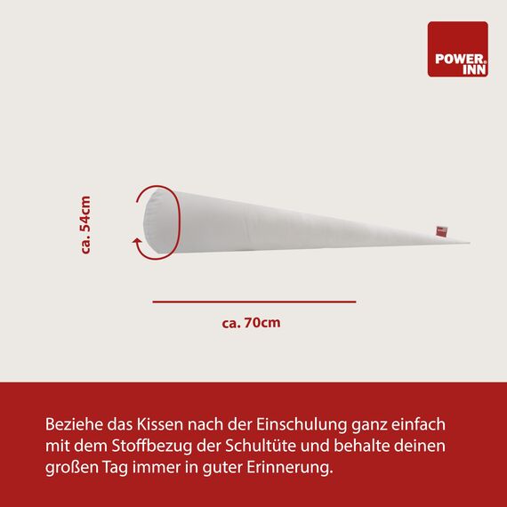 POWER INN Schultütenkissen ca. 70cm | Zuckertüte Innenkissen zur Einschulung | Füllkissen für die Schultüte | Stoff 100% Baumwolle | Allergiker geeignete Füllung (70 cm, 1)
