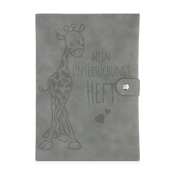 kwmobile Kunstleder Hülle für deutsches Untersuchungsheft - U-Heft Hülle und Impfpass Hülle - extra Fächer - Cover U-Heft Giraffe Grau