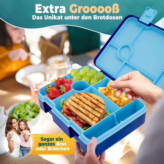 LUCKY KIDZ© Brotdose Kinder mit Fächern, Bento Box, Brotdose mit Fächern, Auslaufsicher & BPA frei, Lunchbox Kinder, Vesperbox, Jausenbox, Brotdosen, Lunch Box, Brotzeitbox, Frühstücksbox