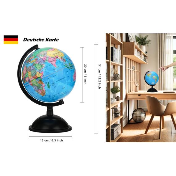 Exerz 20cm Schülerglobus, Lehrmaterial Globen - Deutsche Karte - Globus Kinder Bildung Drehbarer - Pädagogische/Geografische