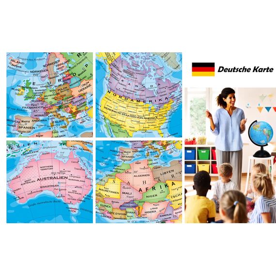 Exerz 20cm Schülerglobus, Lehrmaterial Globen - Deutsche Karte - Globus Kinder Bildung Drehbarer - Pädagogische/Geografische