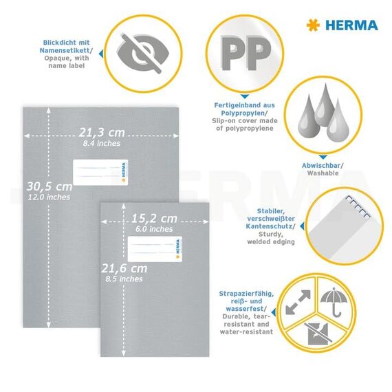 HERMA 7425 Heftumschläge A5 Bast Grün, 25 Stück, Hefthüllen mit Beschriftungsetikett & Baststruktur aus strapazierfähiger & abwischbarer Polypropylen-Folie, Heftschoner Set für Schulhefte, farbig