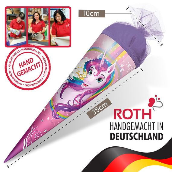 OYOY 35cm Schultüte gefüllt mit Süßigkeiten Mix I ROTH Schultüte Einhorn I kleine Schultüte fertig gefüllt I Geschwister Schultüte I Zuckertüte klein I Einschulung Geschenk