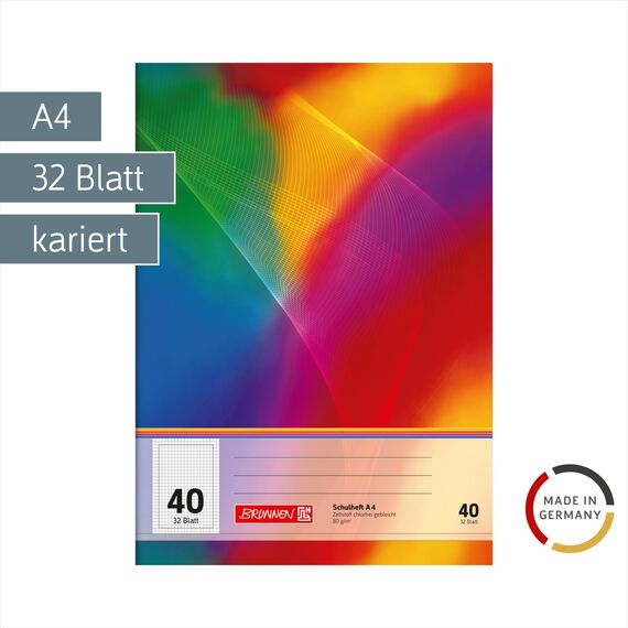 Brunnen 104434202 Schulheft DIN A4, 32 Blatt, Doppelheft