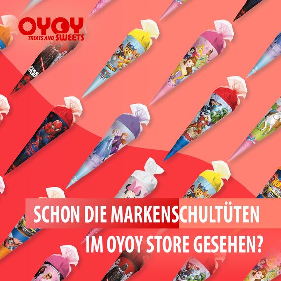OYOY 35cm Schultüte gefüllt mit Süßigkeiten Mix I ROTH Schultüte Einhorn I kleine Schultüte fertig gefüllt I Geschwister Schultüte I Zuckertüte klein I Einschulung Geschenk