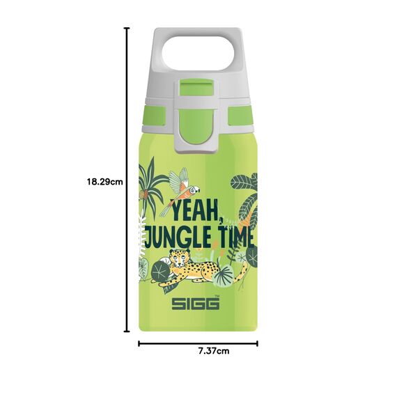 SIGG Shield One Jungle Kinder Trinkflasche (0.5 L), Edelstahl Kinderflasche mit auslaufsicherem Deckel, einhändig bedienbare Wasserflasche
