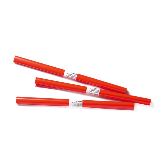 HERMA 7362 Buchschutzfolie nicht klebend transparent rot, 2 m x 40 cm, reiß- & wasserfest Bucheinschlagfolie, matt genarbte Buchfolie aus robuster Polypropylen-Folie für dauerhaftes Einbinden