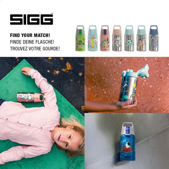 Sigg – Edelstahl Trinkflasche Kinder – SHIELD ONE Hedwig 0.5 L – Für kohlensäurehaltige Getränke geeignet – Federleicht – BPA-frei – Sport & Schule – Alu & Weiß mit Hedwig-Motiv – 0,5 L