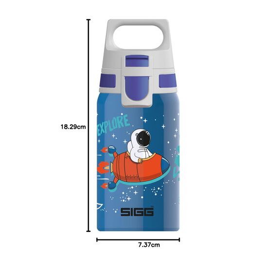 SIGG Shield One Space Kinder Trinkflasche (0.5 L), Edelstahl Kinderflasche mit auslaufsicherem Deckel, einhändig bedienbare Wasserflasche
