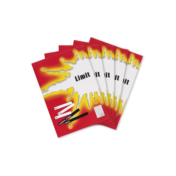 Limit Schulheft A4, 16 Blatt, Lineatur 22, kariert, 5 Stück