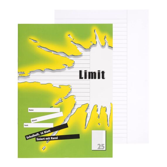 Limit Schulheft A4, 16 Blatt, Lineatur 25, Liniert Mit Rand, 5 Stück