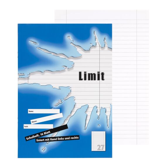 Limit Schulheft A4, 16 Blatt, Lineatur 27, liniert mit Rand, 5 Stück