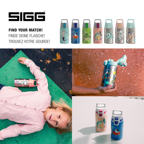 Sigg - Edelstahl Trinkflasche Kinder - Shield One Great Day - Für Kohlensäurehaltige Getränke Geeignet - Auslaufsicher - Federleicht - BPA-frei - Grau - 0,5L