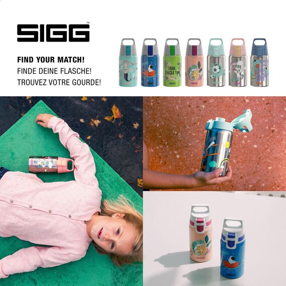 Sigg - Edelstahl Trinkflasche Kinder - Shield One Fly Away - Für Kohlensäurehaltige Getränke Geeignet - Auslaufsicher - Federleicht - BPA-frei - Grau - 0,5L