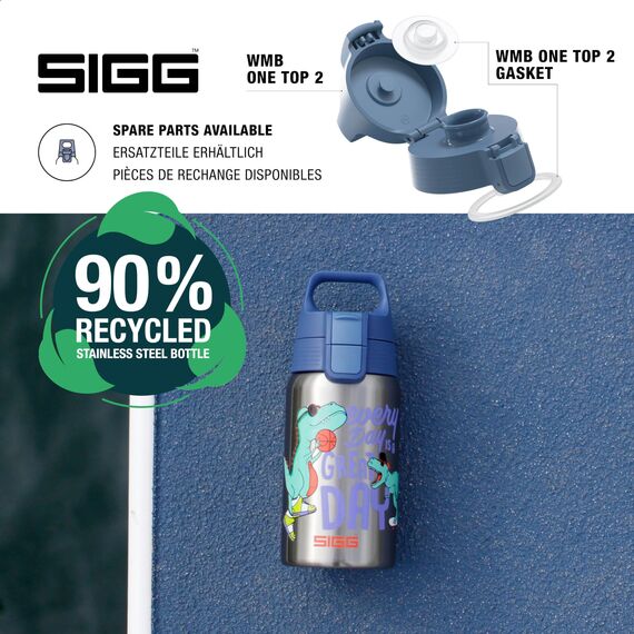 Sigg - Edelstahl Trinkflasche Kinder - Shield One Great Day - Für Kohlensäurehaltige Getränke Geeignet - Auslaufsicher - Federleicht - BPA-frei - Grau - 0,5L
