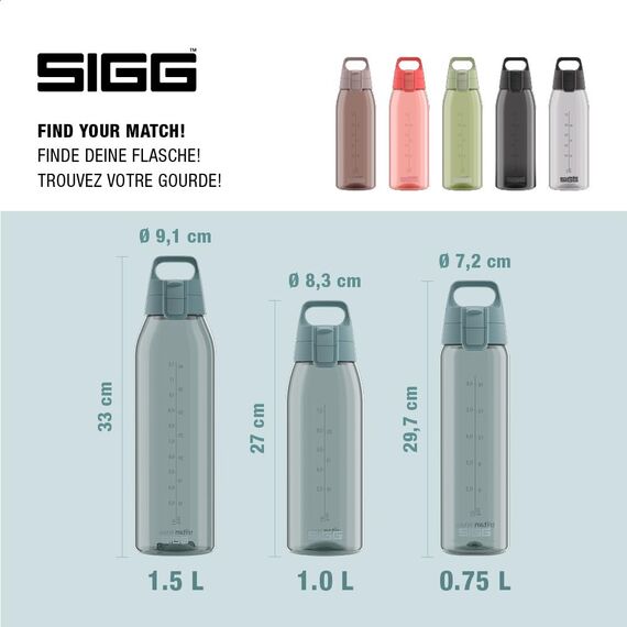 Sigg - Tritan Trinkflasche - Total Color ONE Morning Blue - Für Kohlensäurehaltige Getränke Geeignet - Spülmaschinenfest - Auslaufsicher - Leicht - BPA-frei - Blau - 1L