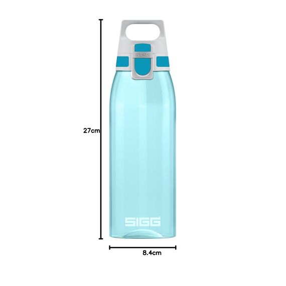 Sigg - Tritan Trinkflasche - Total Color ONE Aqua - Für Kohlensäurehaltige Getränke Geeignet - Spülmaschinenfest - Auslaufsicher - Leicht - BPA-frei - Hellblau - 1L