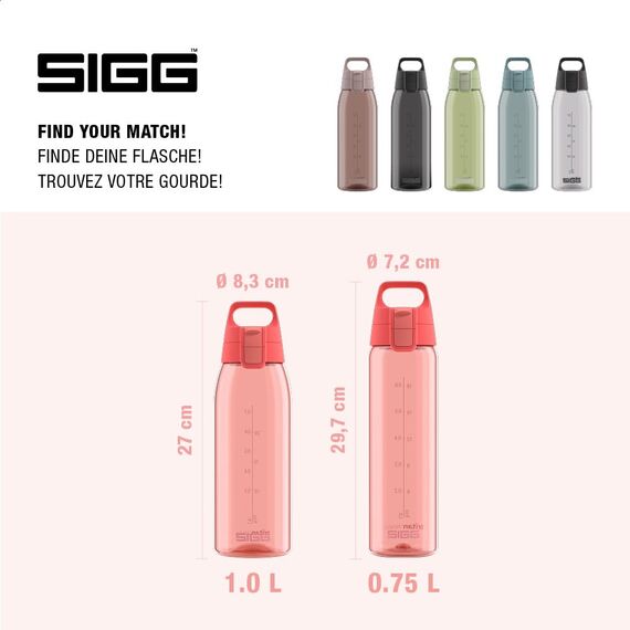 Sigg - Tritan Trinkflasche - Total Color ONE Watermelon - Für Kohlensäurehaltige Getränke Geeignet - Spülmaschinenfest - Auslaufsicher - Leicht - BPA-frei - Rosa - 1L