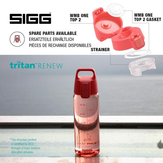 Sigg - Tritan Trinkflasche - Total Color ONE Watermelon - Für Kohlensäurehaltige Getränke Geeignet - Spülmaschinenfest - Auslaufsicher - Leicht - BPA-frei - Rosa - 0.6L
