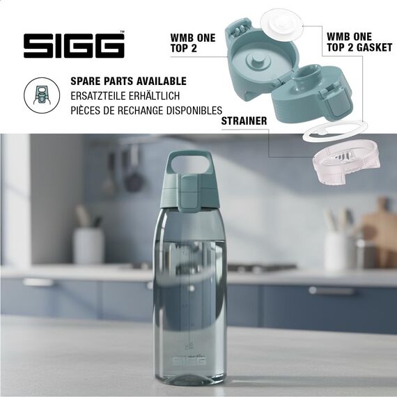 Sigg - Tritan Trinkflasche - Total Color ONE Morning Blue - Für Kohlensäurehaltige Getränke Geeignet - Spülmaschinenfest - Auslaufsicher - Leicht - BPA-frei - Blau - 1L