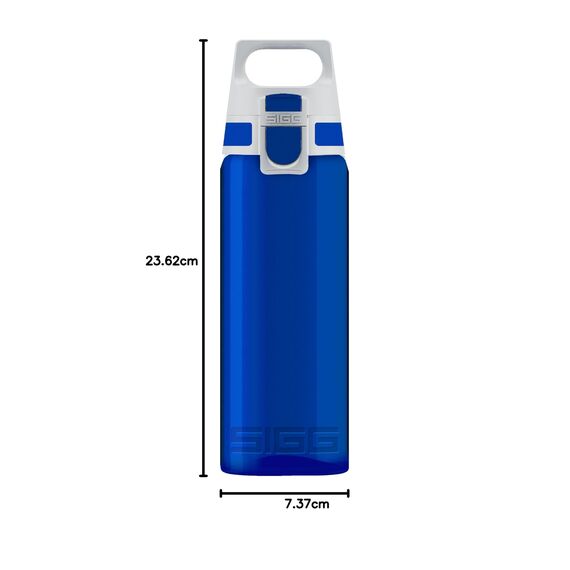 Sigg Total Color Blue Trinkflasche (0.6 L), schadstofffreie und auslaufsichere, leichte und bruchfeste Trinkflasche aus Tritan