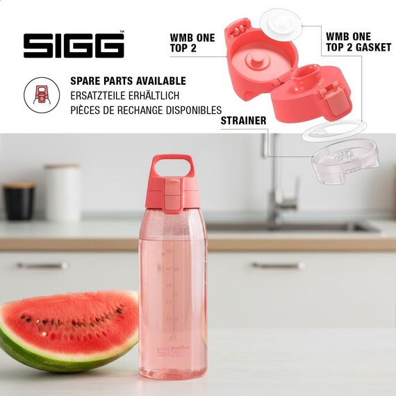 Sigg - Tritan Trinkflasche - Total Color ONE Watermelon - Für Kohlensäurehaltige Getränke Geeignet - Spülmaschinenfest - Auslaufsicher - Leicht - BPA-frei - Rosa - 1L