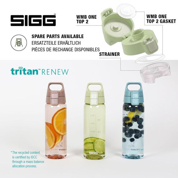 Sigg - Tritan Trinkflasche - Total Color ONE Eco Green - Für Kohlensäurehaltige Getränke Geeignet - Spülmaschinenfest - Auslaufsicher - Leicht - BPA-frei - Grün - 0.6L