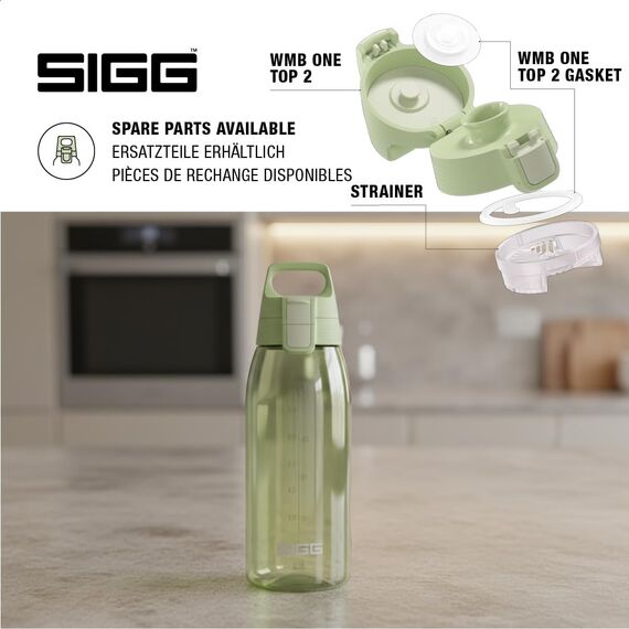 Sigg - Tritan Trinkflasche - Total Color ONE Eco Green - Für Kohlensäurehaltige Getränke Geeignet - Spülmaschinenfest - Auslaufsicher - Leicht - BPA-frei - Grün - 1L