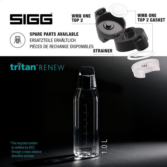 Sigg - Tritan Trinkflasche - Total Color ONE Transparent - Für Kohlensäurehaltige Getränke Geeignet - Spülmaschinenfest - Auslaufsicher - Leicht - BPA-frei - 0.75L