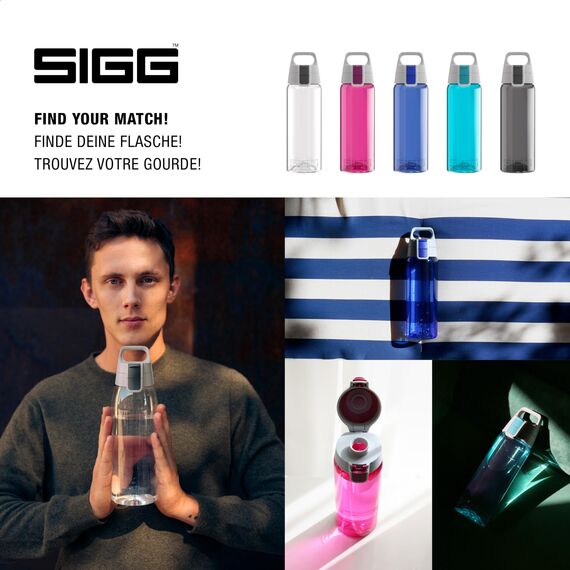 Sigg Total Color Green Trinkflasche (0.6 L), schadstofffreie und auslaufsichere Trinkflasche, leichte und bruchfeste Trinkflasche aus Tritan