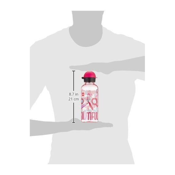 Emsa Kinder-Trinkflasche 518134 | 600 ml | Sicherheitsverschluss | 100 % dicht | BPA frei | Teens Beauty | Tritan, 7.5 x 7.5 x 21.4 cm