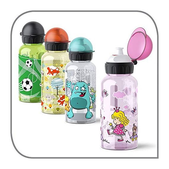 Emsa 518125 Kinder-Trinkflasche | 400 ml | Kids Soccer | Sicherheitsverschluss | 100 % dicht | BPA frei | hygienisch | Tritan, Fußball, 1 Stück (1er Pack)