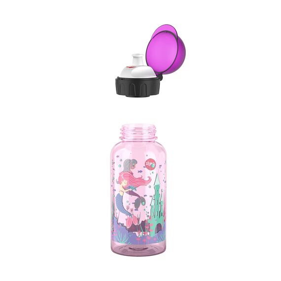 Emsa N30516 Kids Tritan Trinkflasche | Fassungsvermögen: 0,4 Liter | 100% sicher/praktisch/hygienisch/dicht/unbedenklich | cleverer Trinkverschluss | robust | Design: Mermaids