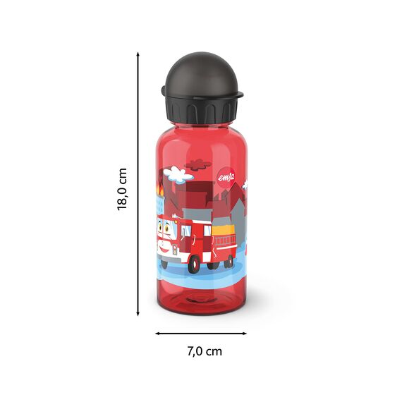 Emsa N30512 Kids Tritan Trinkflasche | Fassungsvermögen: 0,4 Liter | 100% sicher/praktisch/hygienisch/dicht/unbedenklich | robust | Design: Fire Brigade