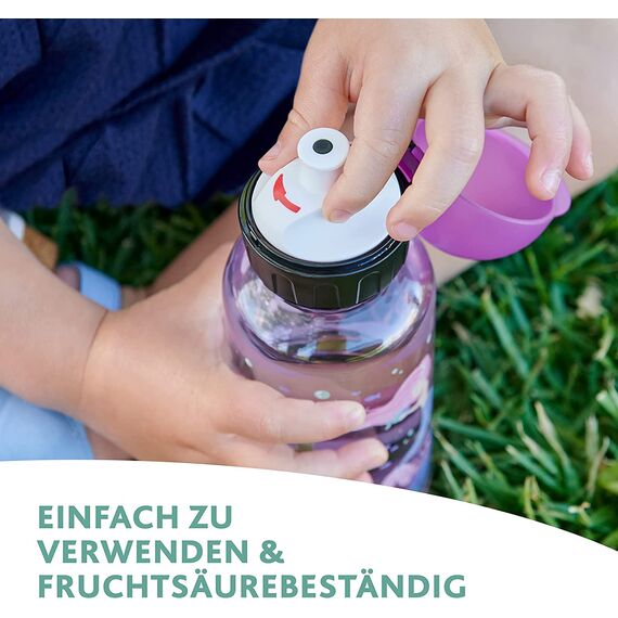 Emsa N30333 Kids Tritan Trinkflasche | Fassungsvermögen: 0,5 Liter | 100% sicher/praktisch/hygienisch/dicht/unbedenklich | cleverer Trinkverschluss | robust | Design: Deer, Transparent mit Deer-design
