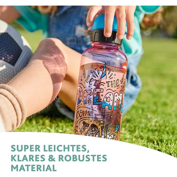 Emsa N30332 Kids Tritan Trinkflasche | Fassungsvermögen: 0,5 Liter | 100% sicher/praktisch/hygienisch/dicht/unbedenklich | cleverer Trinkverschluss | robust | Design: Racer