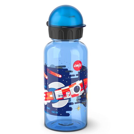 Emsa N30513 Kids Tritan Trinkflasche | Fassungsvermögen: 0,4 Liter | 100% sicher/praktisch/hygienisch/dicht/unbedenklich | cleverer Trinkverschluss | robust | Design: Space