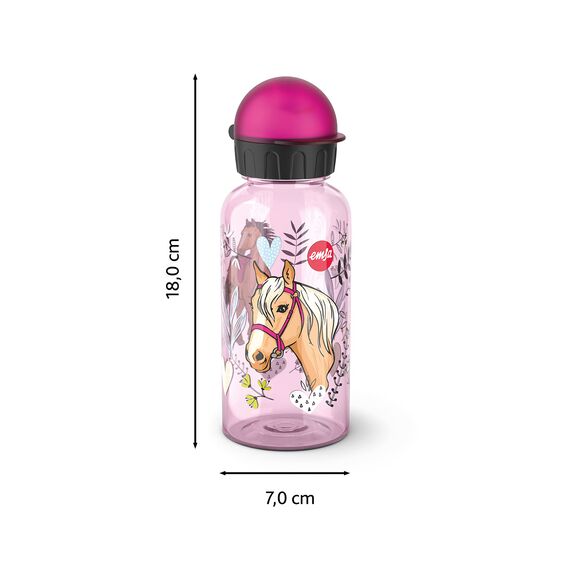 Emsa 518126 Kids Tritan Trinkflasche | Fassungsvermögen: 0,4 Liter | 100% sicher/praktisch/hygienisch/dicht/unbedenklich | cleverer Trinkverschluss | robust | Design: Horse (Packung mit 2)