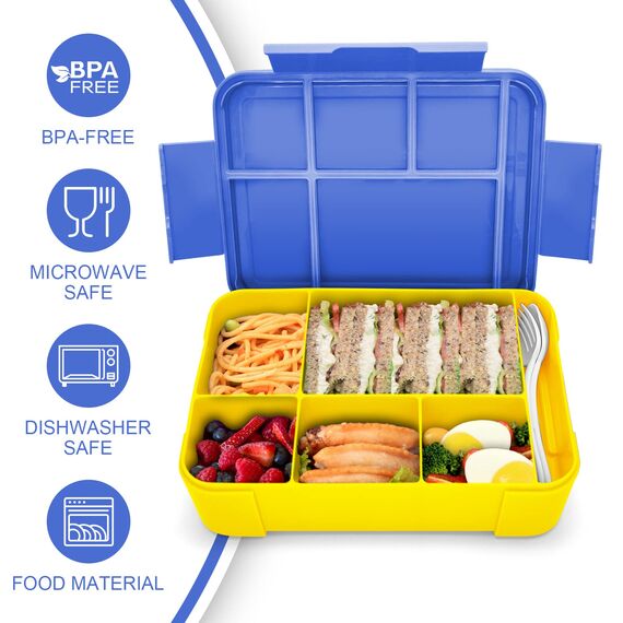 IJIAMY Brotdose Kinder mit Fächern, Bento Box Kinder, Auslaufsicher Lunchbox Kinder, Brotbox für Mädchen & Jungen, Snackbox, Perfekt für Schule, Kindergarten & Ausflüge