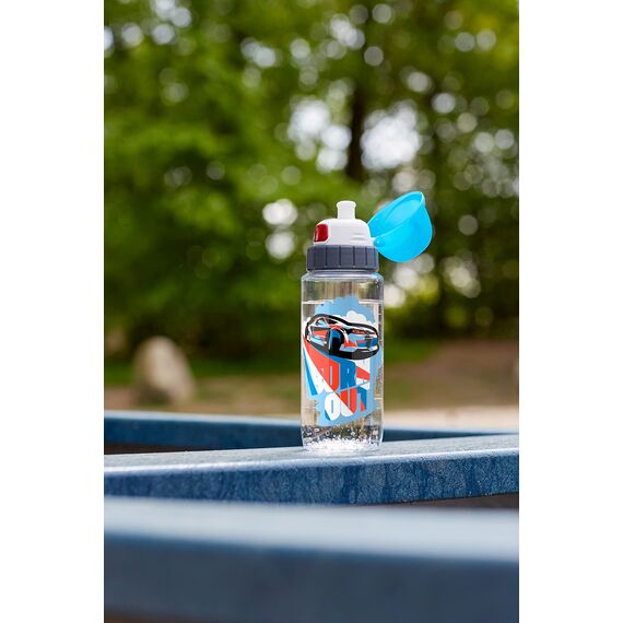 Emsa N30332 Kids Tritan Trinkflasche | Fassungsvermögen: 0,5 Liter | 100% sicher/praktisch/hygienisch/dicht/unbedenklich | cleverer Trinkverschluss | robust | Design: Racer