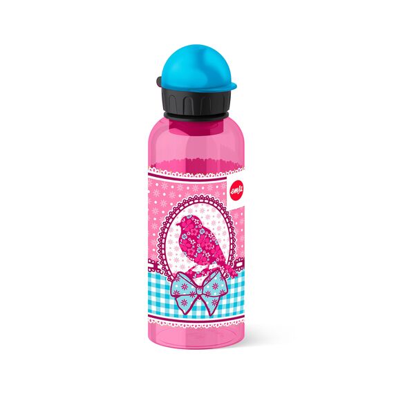 Emsa Kinder-Trinkflasche 518130 | 600 ml | Sicherheitsverschluss | 100 % dicht | BPA frei | Teens Birdy Bow | Tritan, Vogel, 7.5 x 7.5 x 21.4 cm
