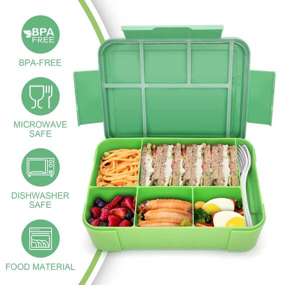 IJIAMY Brotdose Kinder mit Fächern, Bento Box Kinder, Auslaufsicher Lunchbox Kinder, Brotbox für Mädchen & Jungen, Snackbox, Perfekt für Schule, Kindergarten & Ausflüge