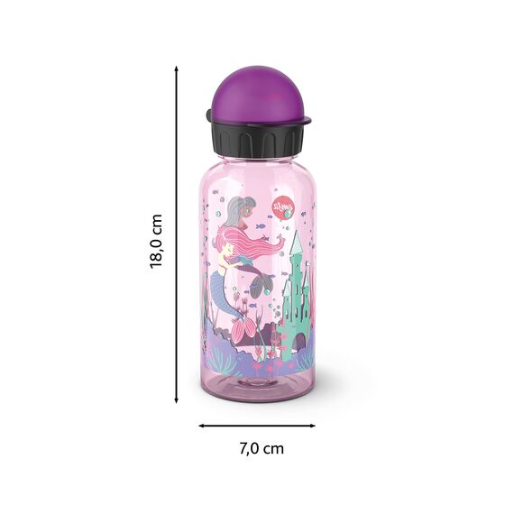 Emsa N30516 Kids Tritan Trinkflasche | Fassungsvermögen: 0,4 Liter | 100% sicher/praktisch/hygienisch/dicht/unbedenklich | cleverer Trinkverschluss | robust | Design: Mermaids