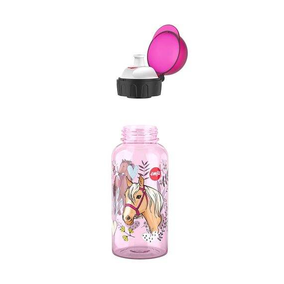 Emsa 518126 Kids Tritan Trinkflasche | Fassungsvermögen: 0,4 Liter | 100% sicher/praktisch/hygienisch/dicht/unbedenklich | cleverer Trinkverschluss | robust | Design: Horse (Packung mit 2)