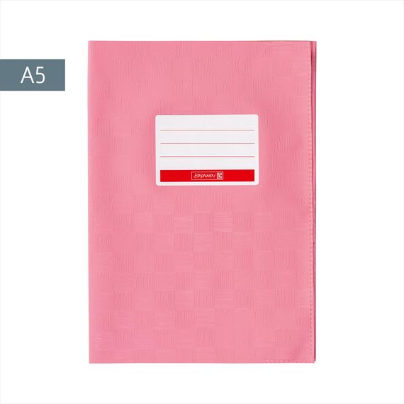 Brunnen 104052545 Hefthülle für A5 mit Namensschild und Strukturprägung/Baststruktur, 1 Umschlag, rosa