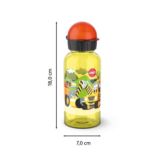 Emsa N30511 Kids Tritan Trinkflasche | Fassungsvermögen: 0,4 Liter| 100% sicher/praktisch/hygienisch/dicht/unbedenklich | cleverer Trinkverschluss | robust| Design: Road Works