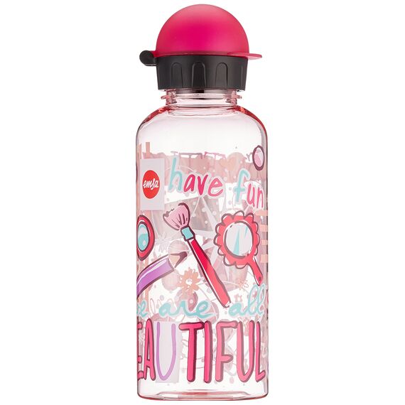 Emsa Kinder-Trinkflasche 518134 | 600 ml | Sicherheitsverschluss | 100 % dicht | BPA frei | Teens Beauty | Tritan, 7.5 x 7.5 x 21.4 cm