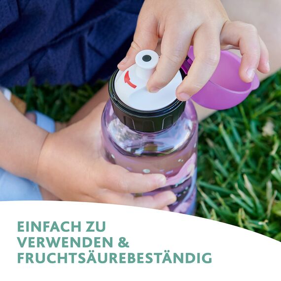 Emsa 518126 Kids Tritan Trinkflasche | Fassungsvermögen: 0,4 Liter | 100% sicher/praktisch/hygienisch/dicht/unbedenklich | cleverer Trinkverschluss | robust | Design: Horse, Pferd