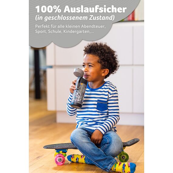 Jarlson® Trinkflasche Kinder Edelstahl Charli [MIT STROHHALM] - Thermosflasche Auslaufsicher - Thermoskanne - Water Bottle Kids - Thermo Trink Flasche für Schule & Kindergarten (350ml, Astronaut)