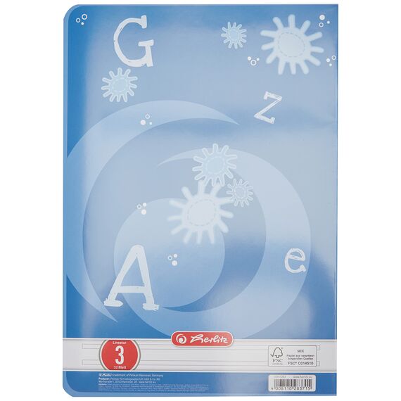 Herlitz Schulheft x.book A4, Lineatur 3, 3. Klasse, 32 Blatt, 5 Stück